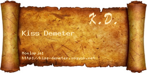 Kiss Demeter névjegykártya